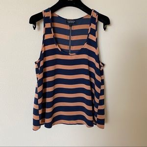Topshop stripe tank top with back zip detail